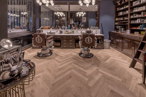 Fischgrät Eiche weiss geölt Barber Zürich