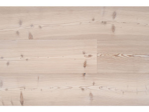 Parquet lame mélèze rustique, brossé et blanchi à la lessive, savon blanc